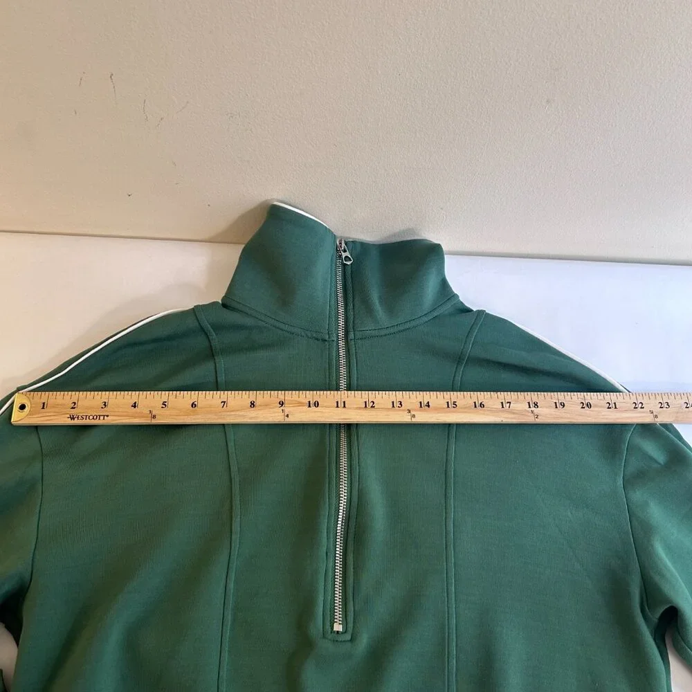 Varley Cropped Quarter-Zip Sweatshirt in Teal Green - Picture 3 of 10